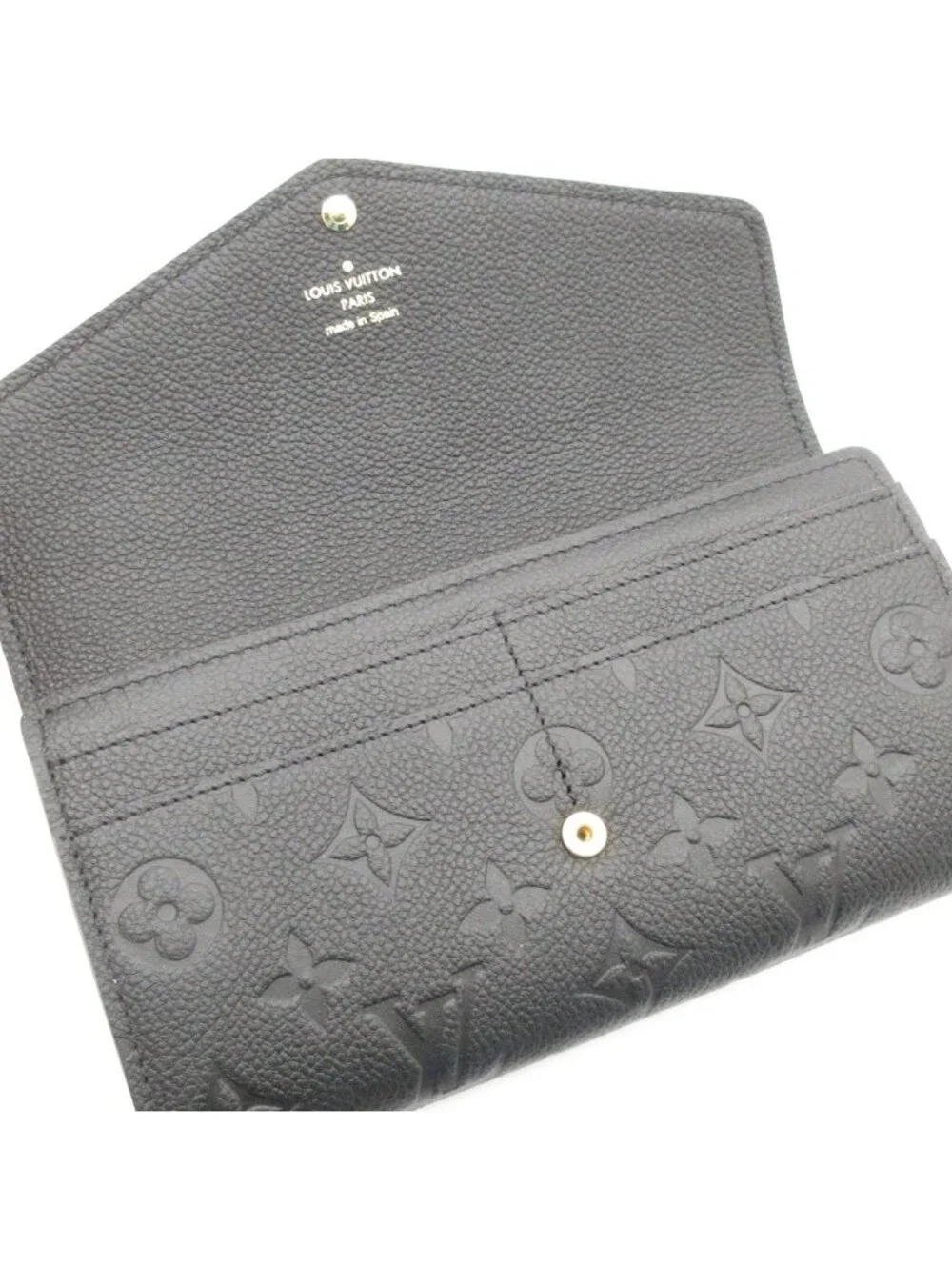 Louis Vuitton Wallet Monogram Empreinte Portefeuille Sarah Noir Leather Cowhide